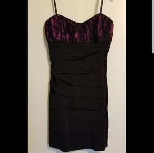 Black and hot pink sweetheart dress